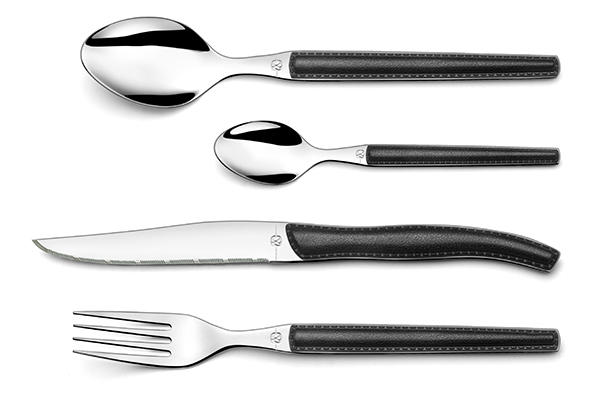 Lou Laguiole set de couvert noir (couteau, fourchette, cuillère, cuillère café) 24pcs